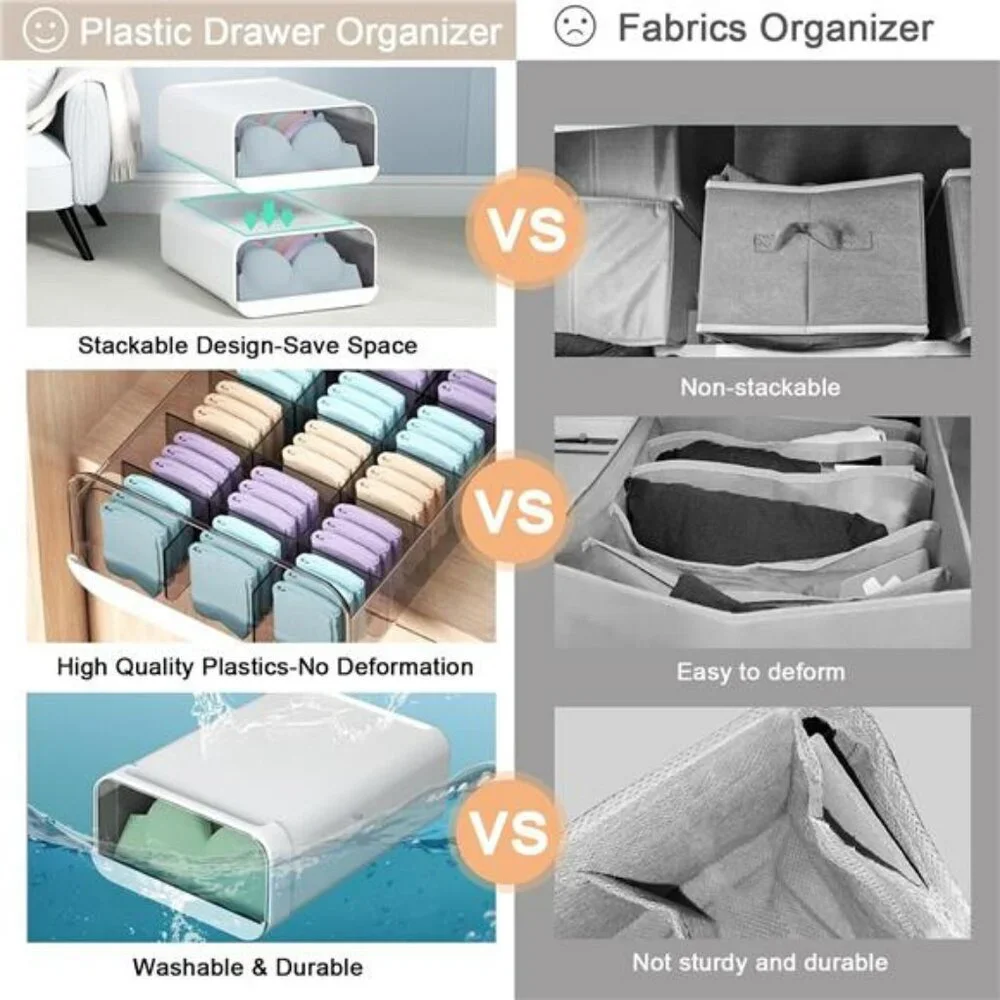 Plastic Underwear Organizer Drawer Closet Storage Box for Bras Socks Ties Scarve